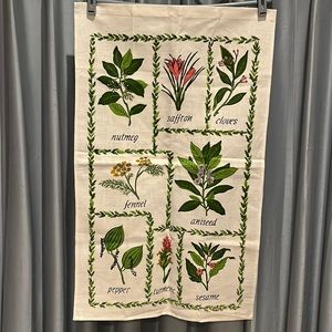 HERB GARDEN tea towel, Herbs & Spice Plants, Linen blend, Cottagecore Gardening